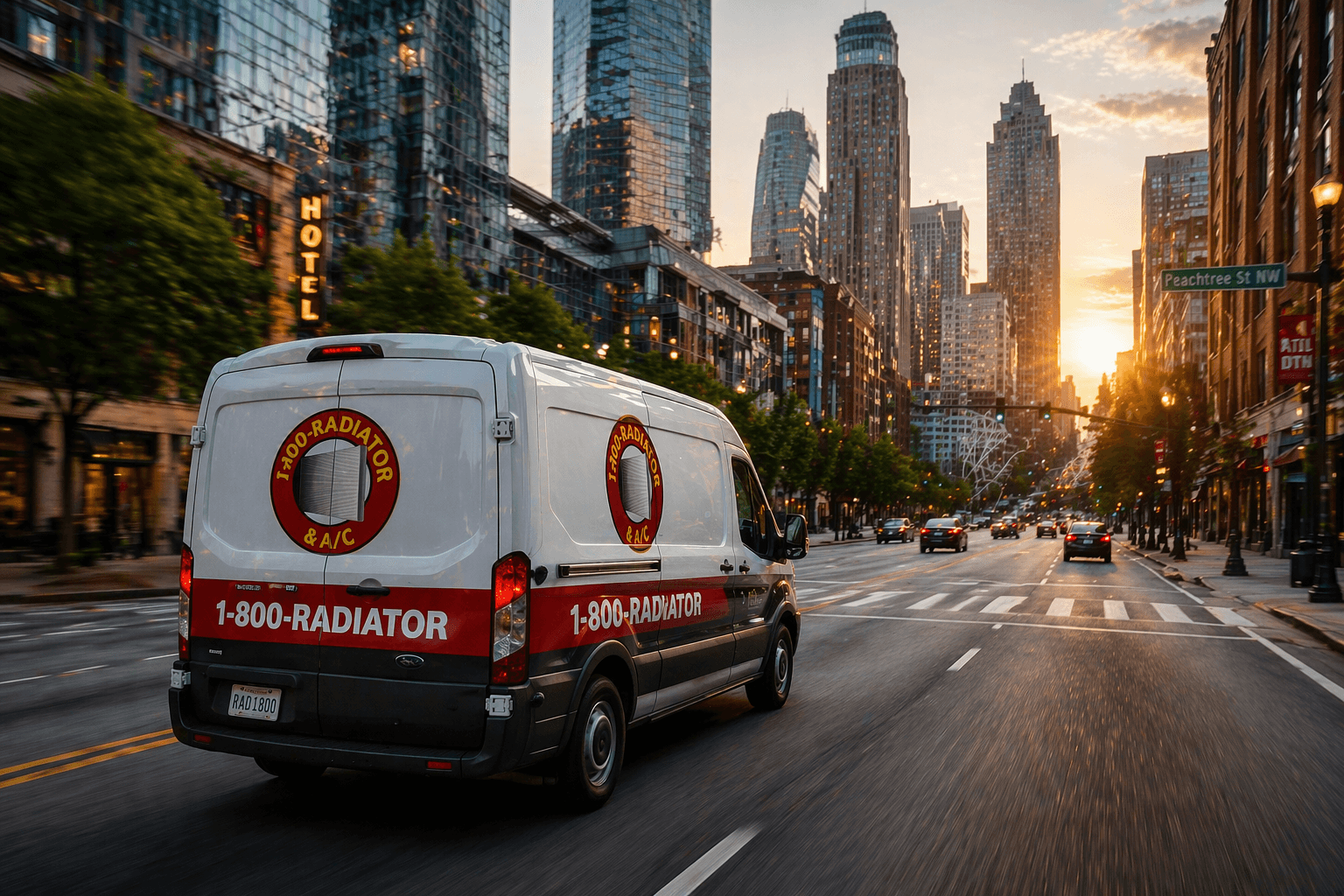 Van in the city